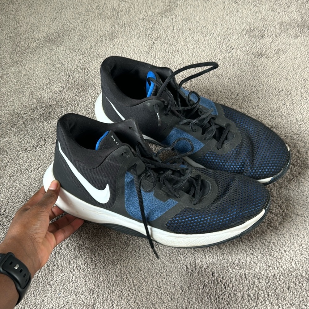 Nike Air Precision 2 Basketball Shoes Black Blue White SIZE 13